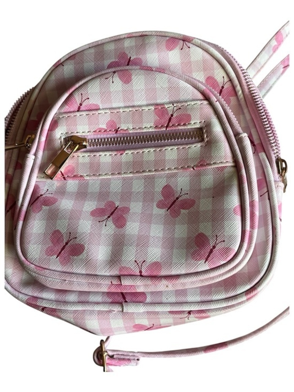 Under One Sky Pink Butterfly Gingham Mini Backpack